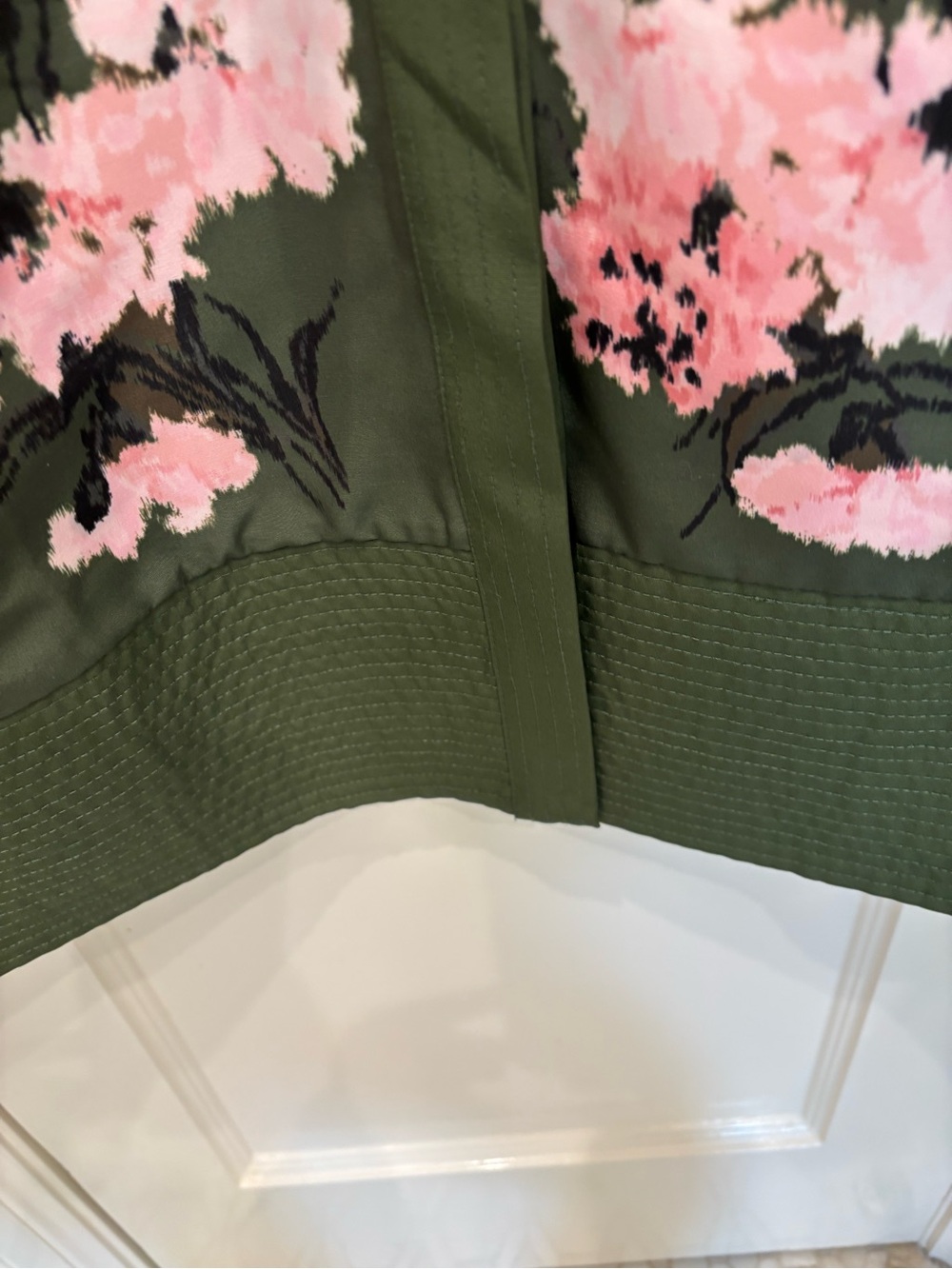 Tuckernuck Chloe Green Wrap Belted Dress in the Olive and Pressed Powder Floral - Picture 9 of 9